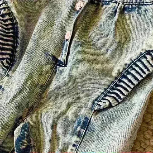 Vintage 80s Ruffle Little Ones Acid Wash Jumpsuit - Picture 5 of 12